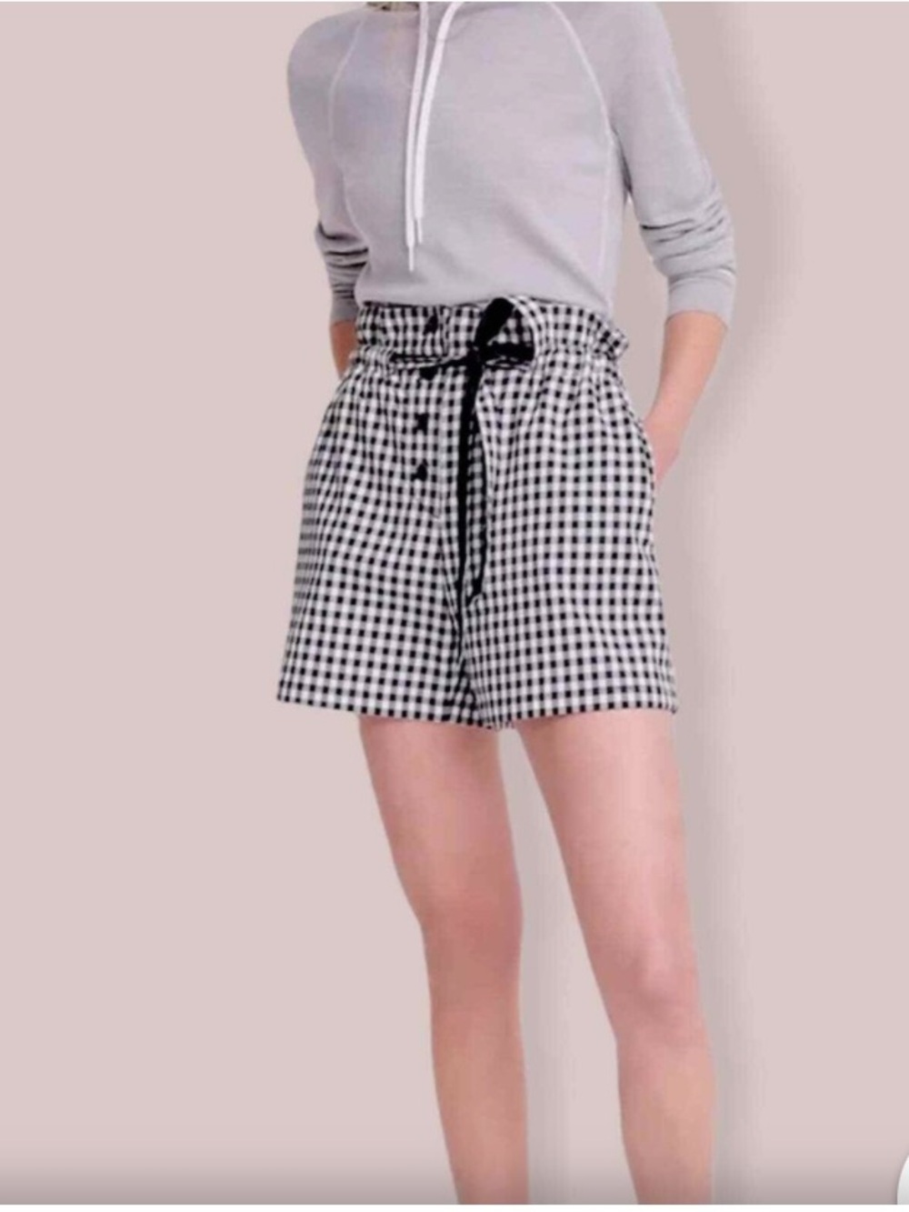 Rag & Bone Camille gingham plaid shorts black & white